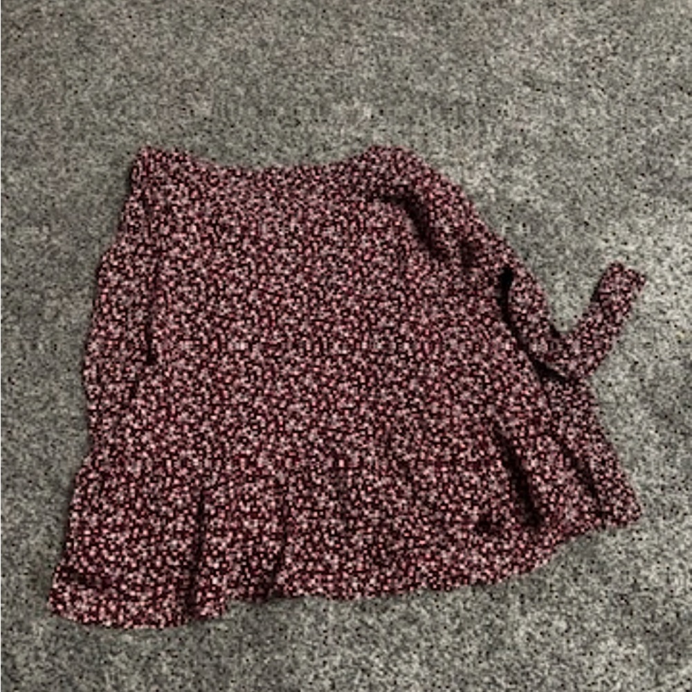 Hollister Red Wrap Mini Skirt with Ruffled Hem